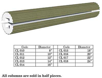 Fluted Column 18 inch Diameter x 8' long half column